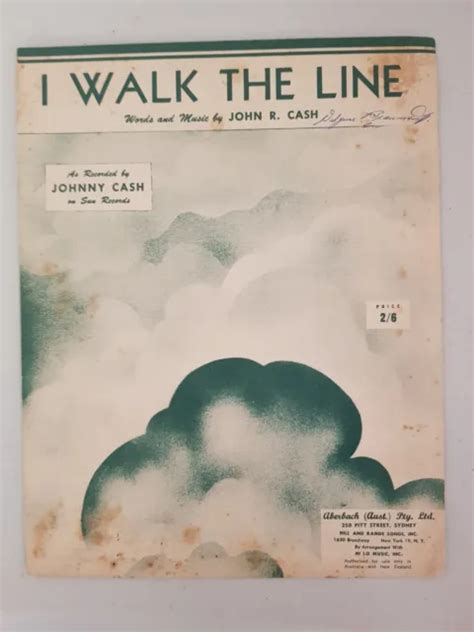 RARE OZ 1959 Sheet Music I Walk The Line By Johnny Cash EUR 10 19