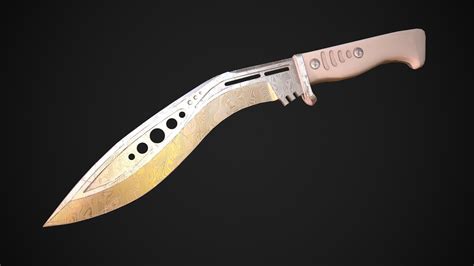 D Model M Tactical Kukri With Damascus Steel Vr Ar Low Poly