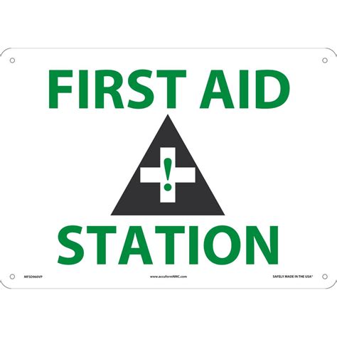 Safety Sign First Aid Station 10h X 14w Plastic Mfsd960vp