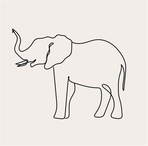 Minimalista Elefante L Nea Arte Fauna Silvestre Sencillo Bosquejo