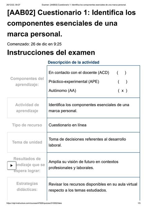 SOLUTION Examen Aab02 Cuestionario 1 Identifica Los Componentes