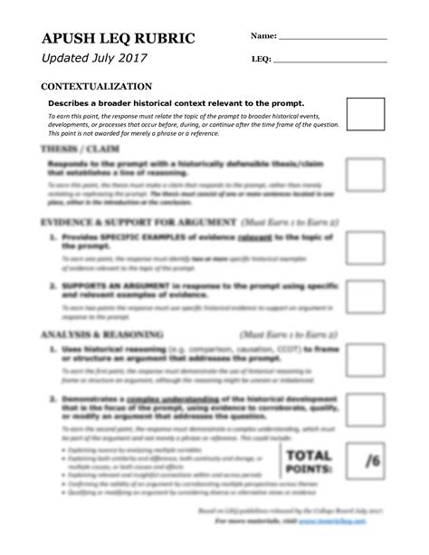 SOLUTION Apush Leq Rubric 2017 Studypool
