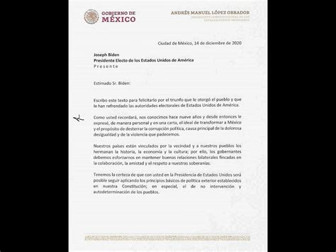 La Jornada Texto de la carta de López Obrador a Biden