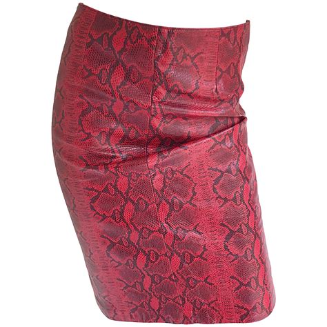 Sexy 1980s Red Leather Snake Skin High Waisted 80s Vintage Wiggle