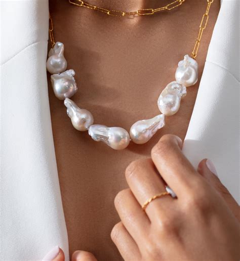 Baroque Pearl Necklace In 18k Gold Vermeil On Sterling Silver And Pearl