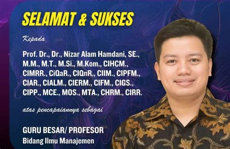 Selamat Sukses Kepada Prof Dr Dr Nizar Alam Hamdani Atas