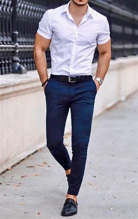 A Custom Made All White Mens Shirt And Well Fitting Blue Pants Will Make Any Man Stylish Mens