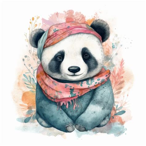 Ilustração fofa de panda bebê aquarela ai generativexd Foto Premium