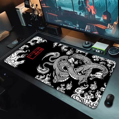 Japanse Dragon Large Gaming Mousepad XXL Toetsenbord Gamer Muismat Op