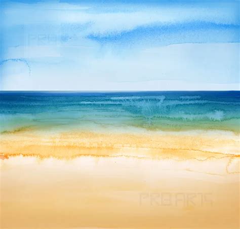 Ethereal Waters: Scanned Watercolor Beach Painting (Digital Download ...