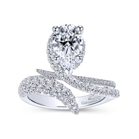 14k White Gold Pear Shape Halo Diamond Engagement Ring 4750 Shop Jewelry Gabriel And Co