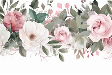 Premium Ai Image A Floral Border With Pink And White Flowers