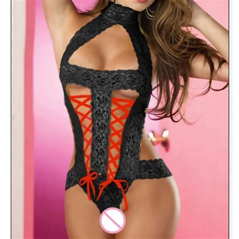 Fashion Women Sexy Bodysuit Bow Lace Racy Sleeveless Underwear Spice