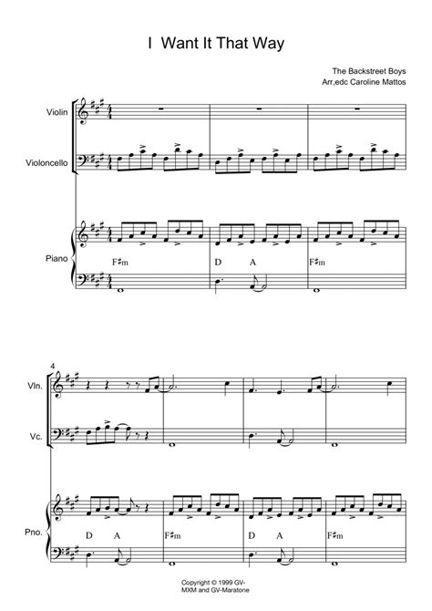 I Want It That Way Arr Caroline Mattos By Backstreet Boys Sheet Music For Instrumental Duet