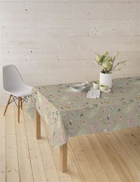 Nappe rectangulaire l 140 x L 200 cm coton antitâche vert rose