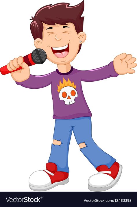 Funny man cartoon singing Royalty Free Vector Image