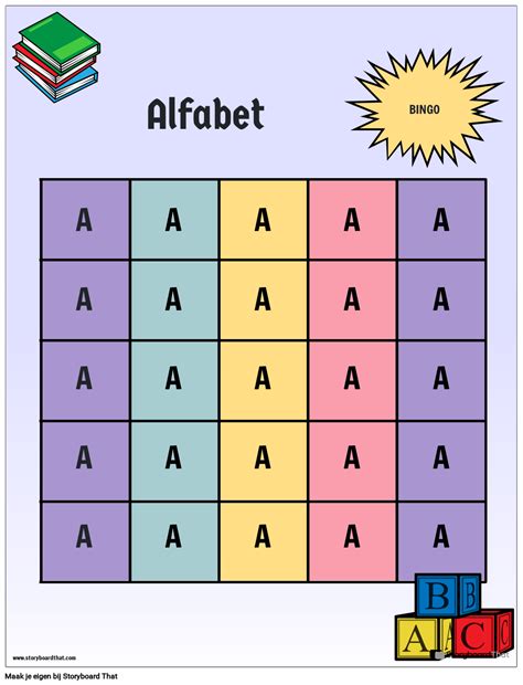 Kleurrijke Alfabet Bingokaart Storyboard By Nl Examples