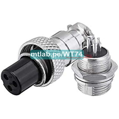 GX12 Conector plug y jack metalico número 12 Eurodin M H 3 pines MTLAB