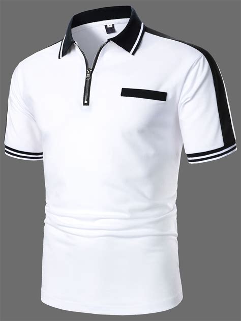 White Preppy Short Sleeve Polyester Colorblockstriped Embellished Slight Stretch Summer Men