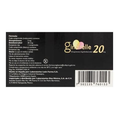 Ginorelle 20 Drospirenona Etinilestradiol 3 Mg 20 µg Con 28