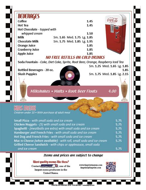 Freddy's Diner | Fasprint Menus