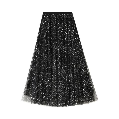 Sequin Star Embellished Tulle Long Skirt Fashion Spring Summer Party