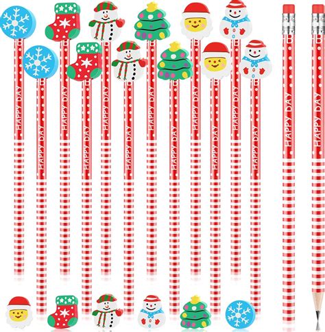 Amazon 60 Pieces Christmas Pencils Bulk With Eraser Toppers