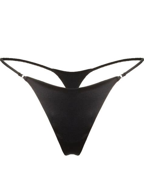 Fleur Du Mal Luxe V String Thong Farfetch Png Polyvore Black Satin