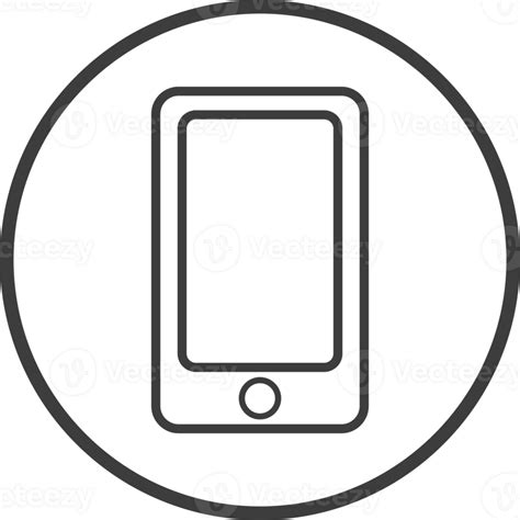 Phone Icon In Thin Line Black Circle Frames 25213330 PNG