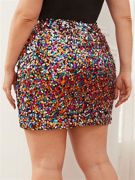 Shein Privé Plus Colorful Sequin Skirt Shein Usa