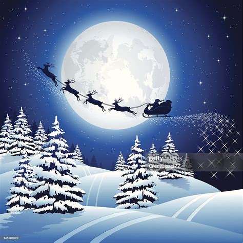 Santa Claus Sleigh On The Sky High-Res Vector Graphic - Getty Images