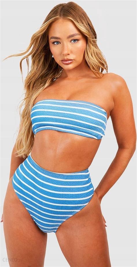 Boohoo gfe Kontrast Od Dół Paski Marszczenie Bikini XXL NG2 Ceny i