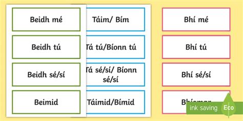 Irish Irregular Verbs B To Be Word Cards Twinkl