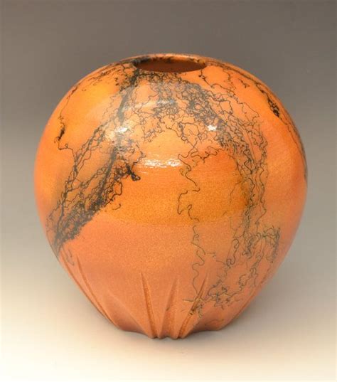 Orange Horse Hair Raku Vase By Turnandburnpottery On Etsy 6000