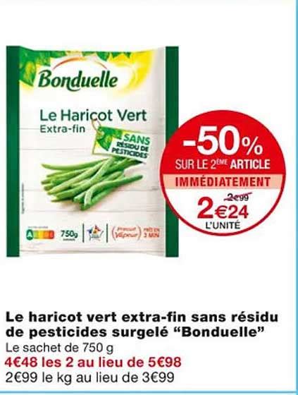 Promo Le Haricot Vert Extra fin Sans Résidu De Pesticides Surgelé