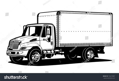 Vector Truck Outline Template Isolated On Stock Vector (Royalty Free ...