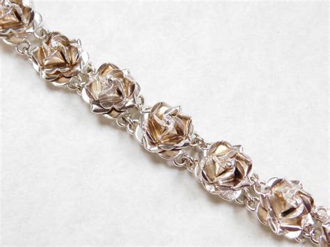 Sterling Silver Rose Flower Bracelet 7 14 Flower Bracelet