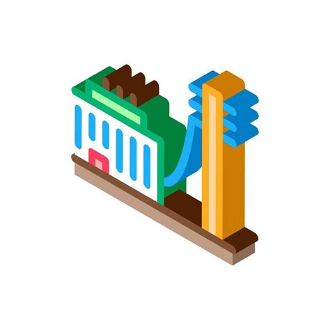 Building Connected Electricity Post Isometric Icon Vector Illustration