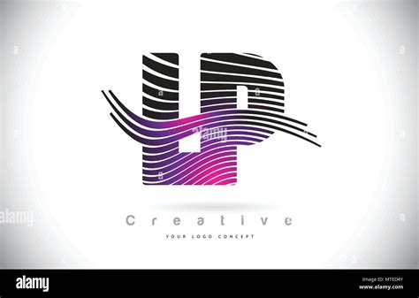 LP L P Zebra Texture Letter Logo Design With Creative Lines And Swosh