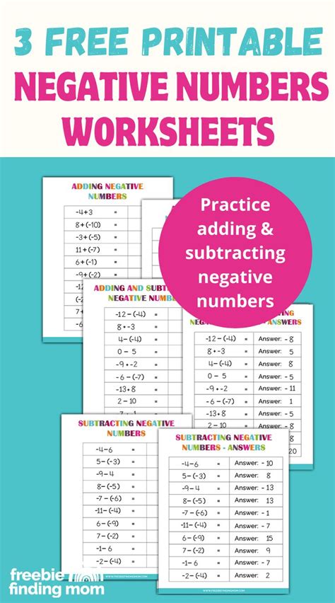 These Are Free Printable Adding And Subtracting Negative Numbers Worksheets Frugal Living Diy