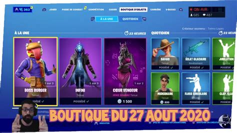 Boutique Fortnite Du 27 Août Item Shop August 27 Youtube