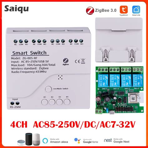 4CH Zigbee Tuya Smart Home Modulo Rel 85 250V Rel AC DC 7 32V 85 250V Png