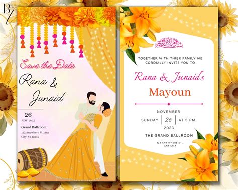 Animated Mayun Mayoun Haldi Dholki Mehndi Pithi Sangeet Digital Invitation Desi Muslim Indian