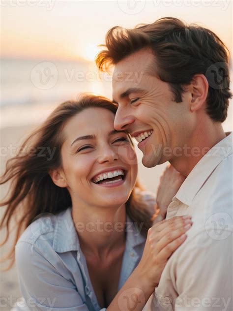 Ai Generated Happy Couple Love And Hug Laughing In Joyful Happiness