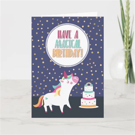 Have A Magical Birthday Rainbow Unicorn Confetti Card Zazzle