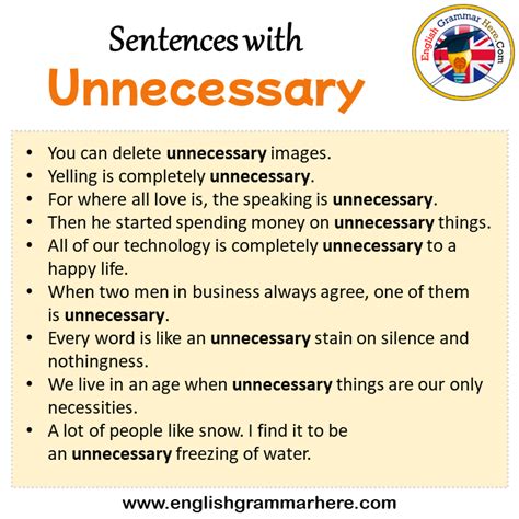 Sentences With Unnecessary Unnecessary In A Sentence In English