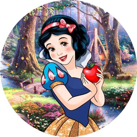 Painel Redondo Tecido Sublimado 3d Branca De Neve 1 5x1 5