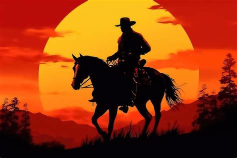 Premium Photo | Cowboy silhouette on horse at sunset