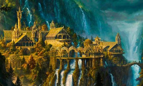 Rivendell elven city landscape - view more Lord of the Rings art