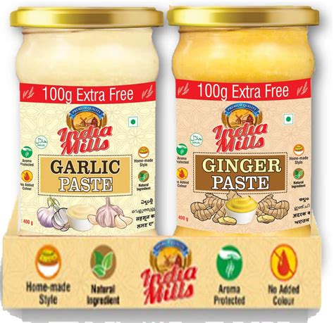 INDIA MILLS Ginger Paste Garlic Paste 400 Gm 400 Gm Amazon Ae